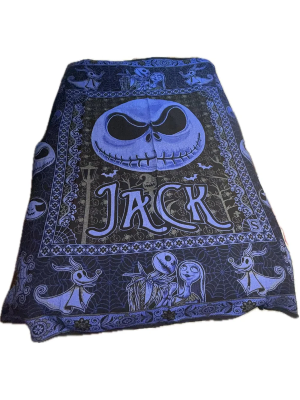 Mexican queen size Blanket & Throw, Blue & Black Nightmare Before Christmas